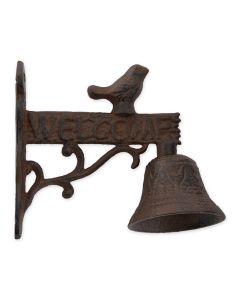 WELCOME SIGN WITH BIRD CAST IRON DOOR BELL